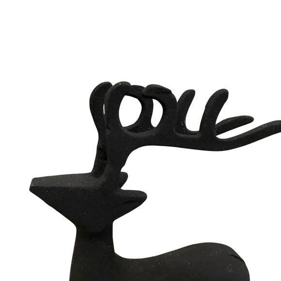 Set of 2 Black Metal Christmas Reindeer 11in Made in India Holiday Decor New - Picture 11 of 16